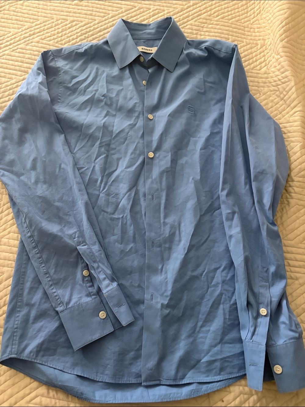 Sandro Men's Slate Blue Button-Front Dress Shirt